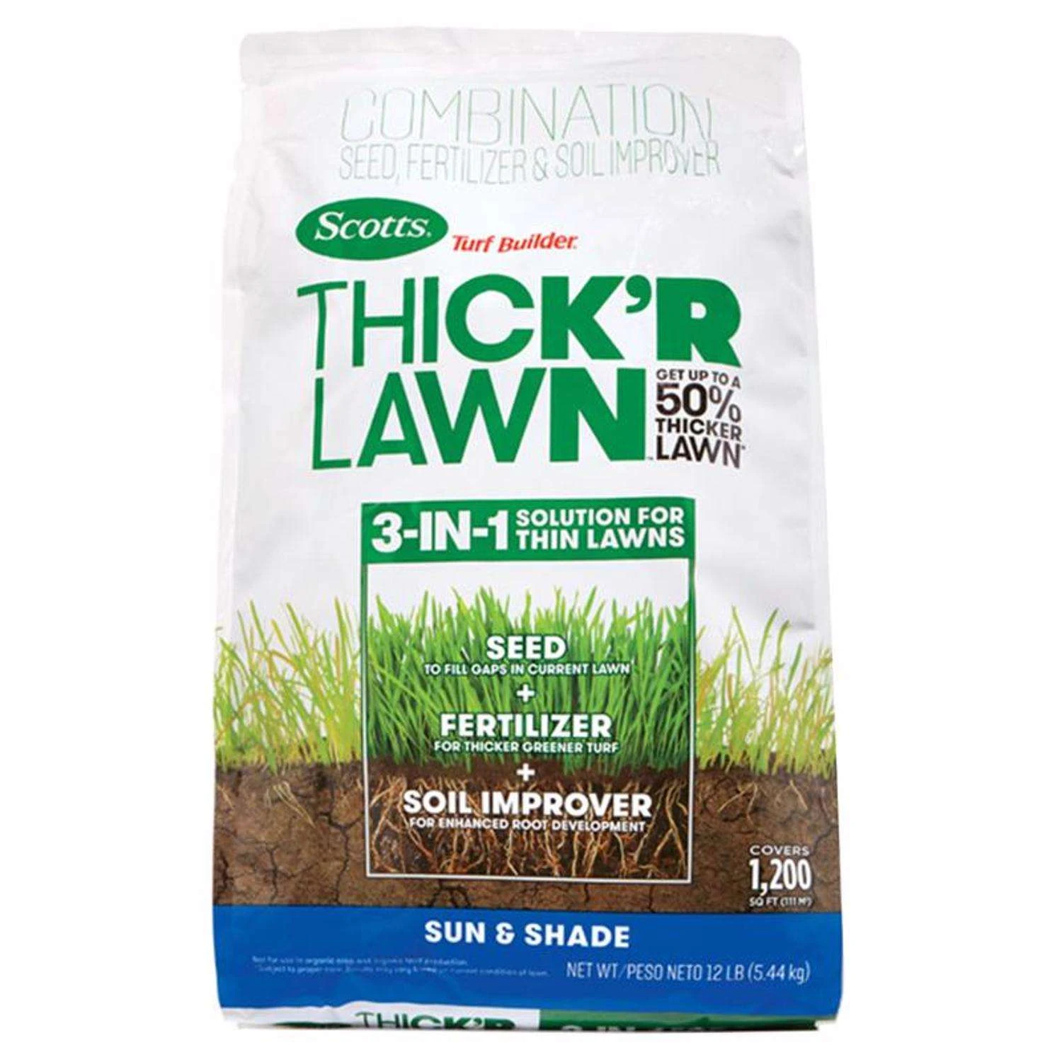 Scotts Turf Builder Thick'R Lawn All-Purpose Lawn Fertilizer For Sun/Shade Mix 1200 Sq Ft 3 Scotts Turf Builder Thick'R Lawn All-Purpose Lawn Fertilizer For Sun/Shade Mix 1200 Sq Ft - Image 3
