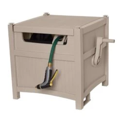 Suncast Slide Trak 225 Ft. Beige Retractable Free Standing Hideaway Hose Reel