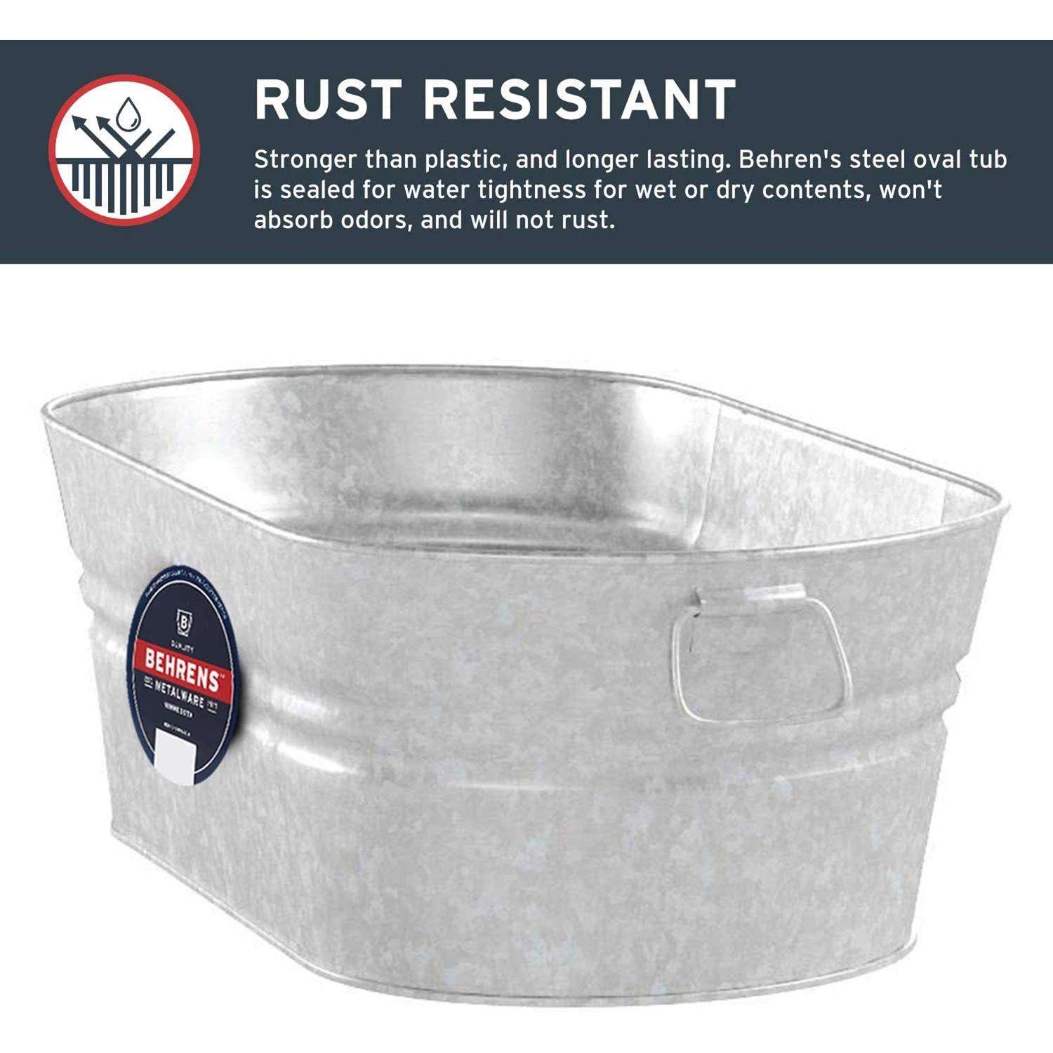 Behrens 16 Gal Steel Tub Oval 7 Behrens 16 Gal Steel Tub Oval - Image 7