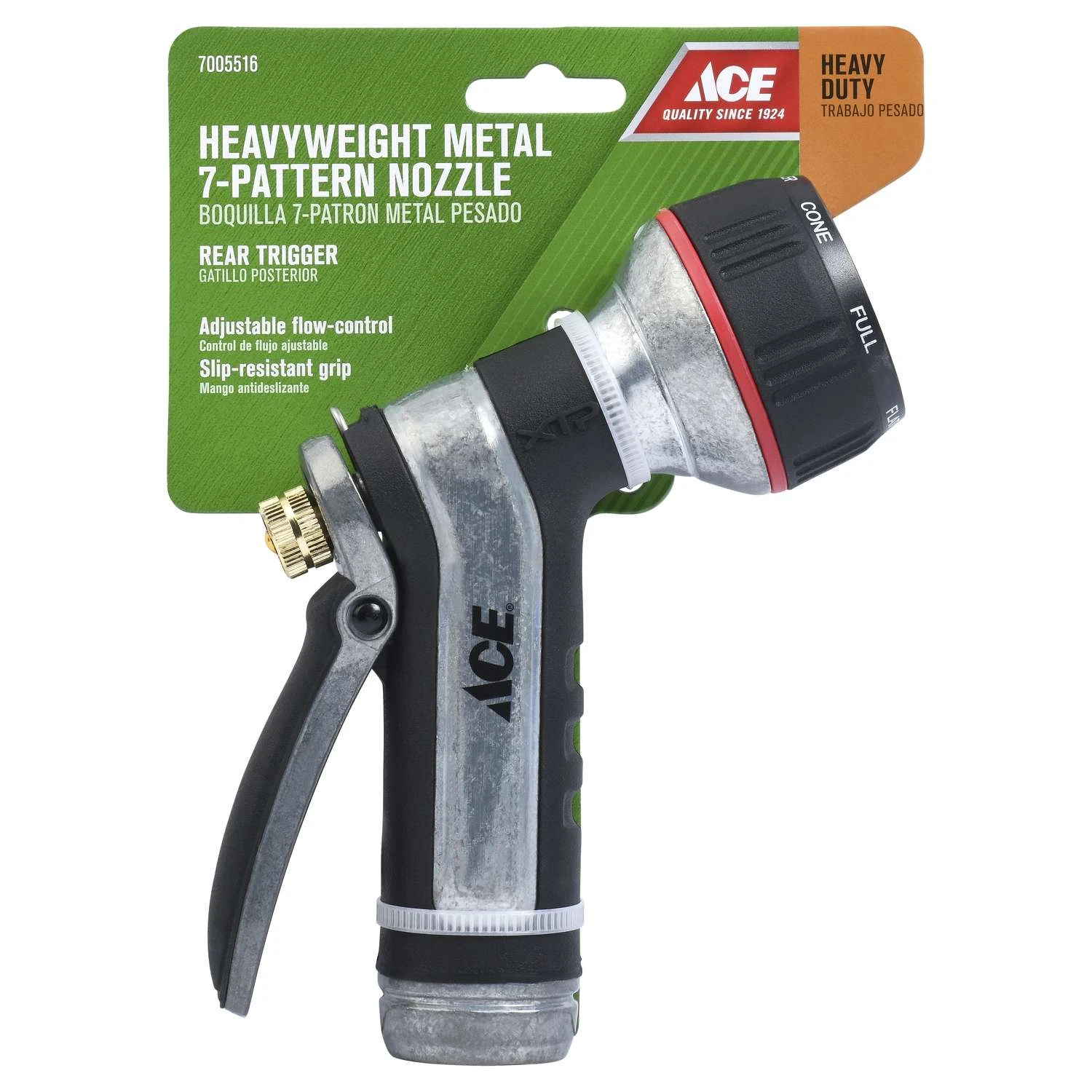 Ace 7 Pattern Adjustable Multi-Pattern Metal Heavy-Duty Hose Nozzle 1 Ace 7 Pattern Adjustable Multi-Pattern Metal Heavy-Duty Hose Nozzle