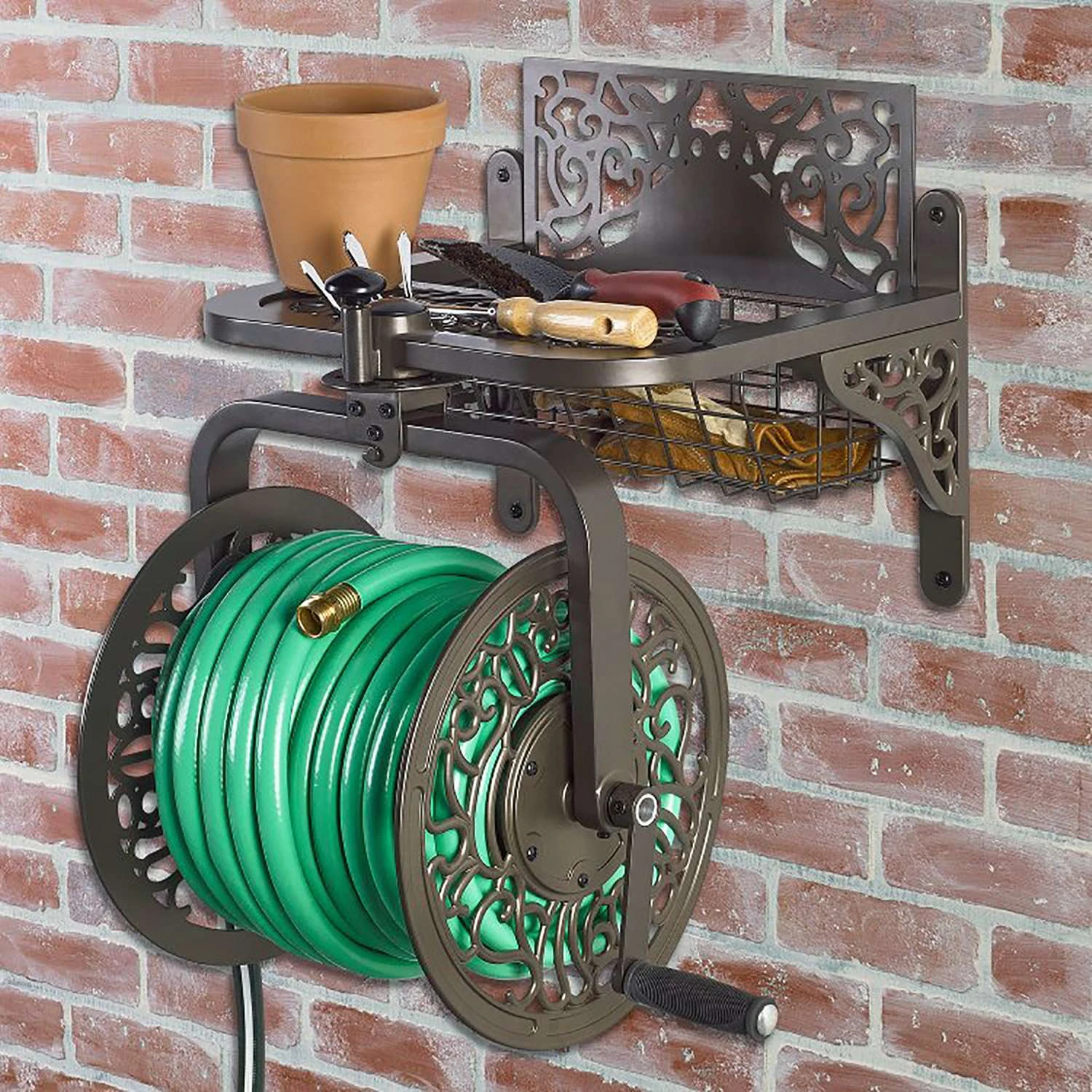 Liberty Garden Navigator 125 Ft. Bronze Wall Mounted Hose Reel 2 Liberty Garden Navigator 125 Ft. Bronze Wall Mounted Hose Reel - Image 2