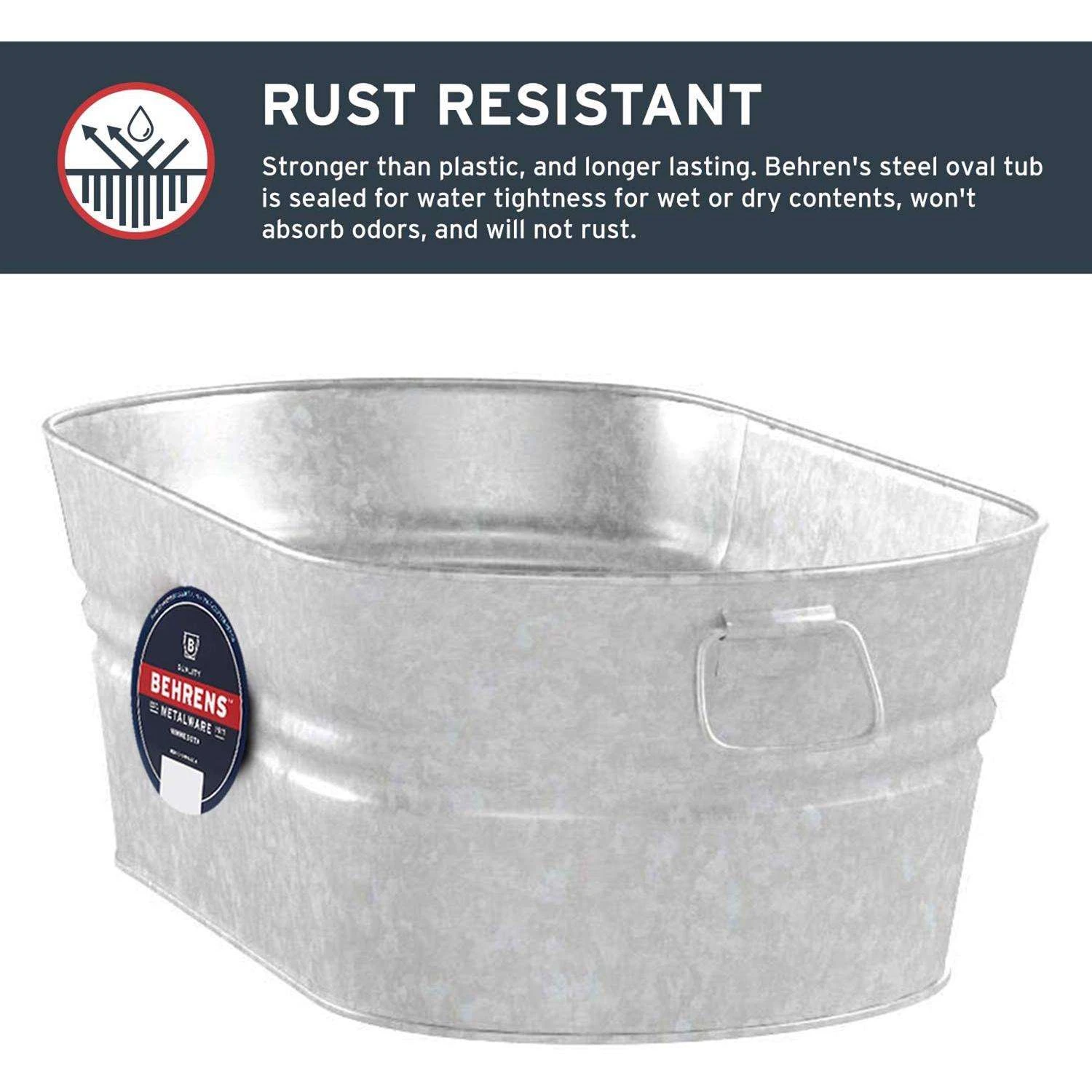 Behrens 10.5 Gal Steel Tub Oval 3 Behrens 10.5 Gal Steel Tub Oval - Image 3