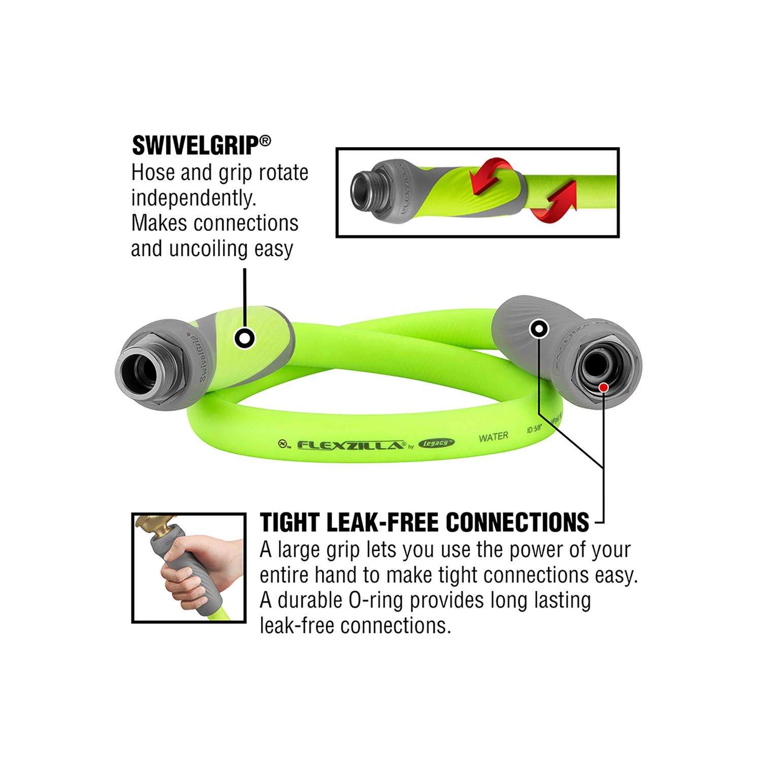 Legacy Flexzilla SwivelGrip 5/8 In. D X 3 Ft. L Garden Hose 4 Legacy Flexzilla SwivelGrip 5/8 In. D X 3 Ft. L Garden Hose - Image 4