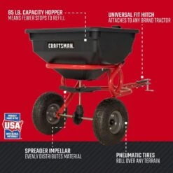 Craftsman Broadcast Tow Behind Seeder/Spreader For Fertilizer/Ice Melt/Seed 85 Lb 15 Craftsman Broadcast Tow Behind Seeder/Spreader For Fertilizer/Ice Melt/Seed 85 Lb -Toro Shop 6a7515f3 4fa4 4214 acce d2bf8fe5f1cb
