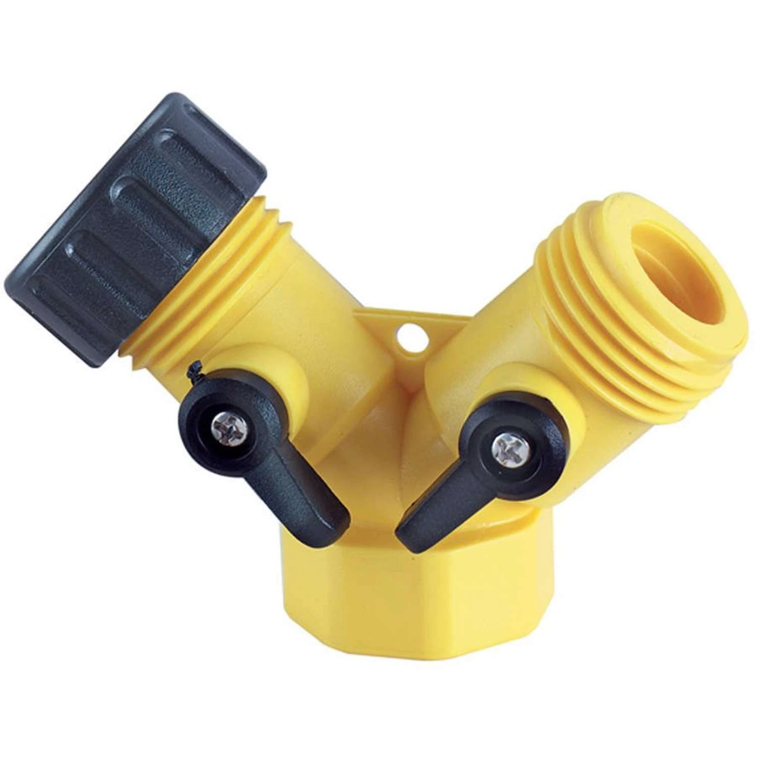 PlumbCraft Plastic Y-Hose Connector With Shut Offs 1 PlumbCraft Plastic Y-Hose Connector With Shut Offs