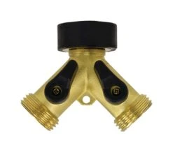 Gilmour Brass Threaded Male Y-Hose Connector With Shut Offs