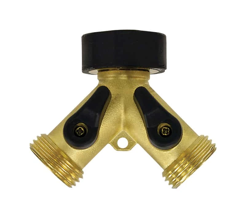 Gilmour Brass Threaded Male Y-Hose Connector With Shut Offs 1 Gilmour Brass Threaded Male Y-Hose Connector With Shut Offs