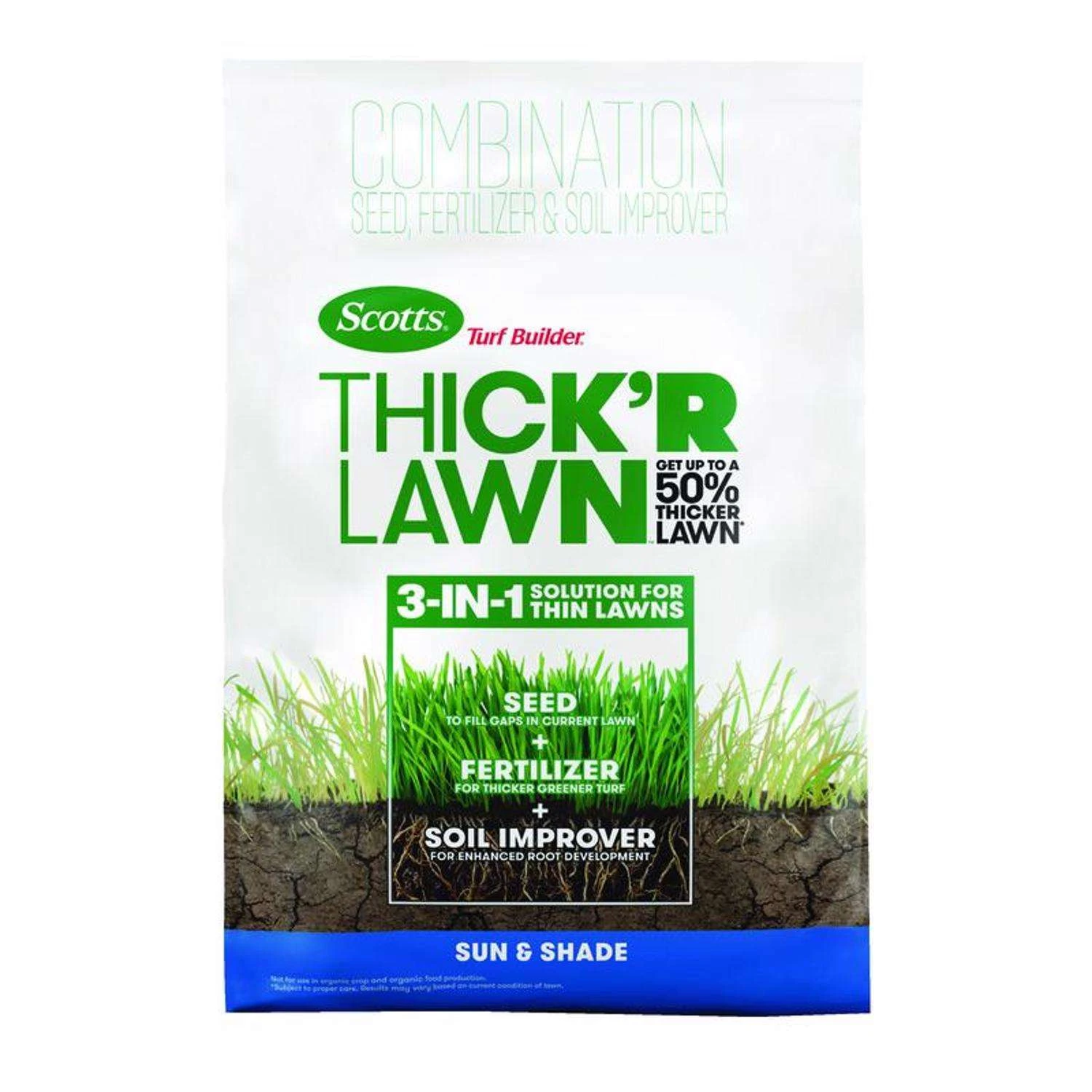 Scotts Turf Builder Thick'R Lawn All-Purpose Lawn Fertilizer For Sun/Shade Mix 1200 Sq Ft 1 Scotts Turf Builder Thick'R Lawn All-Purpose Lawn Fertilizer For Sun/Shade Mix 1200 Sq Ft