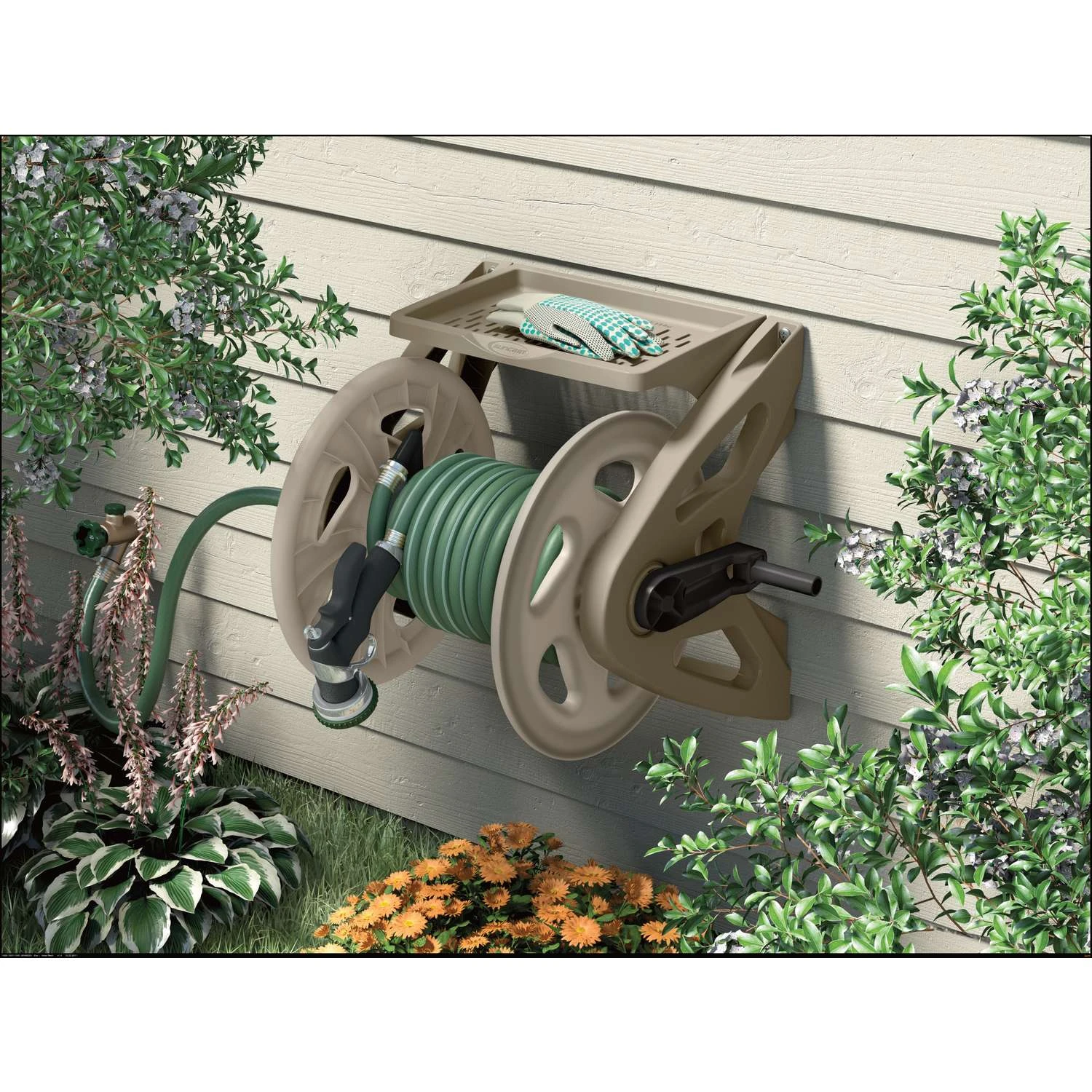 Suncast Hose Handler 200 Ft. Taupe Retractable Wall Mounted Hose Reel 2 Suncast Hose Handler 200 Ft. Taupe Retractable Wall Mounted Hose Reel - Image 2