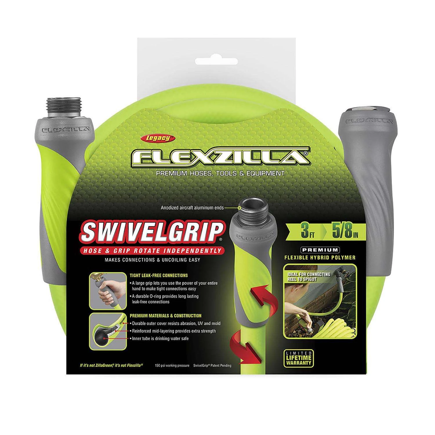 Legacy Flexzilla SwivelGrip 5/8 In. D X 3 Ft. L Garden Hose 2 Legacy Flexzilla SwivelGrip 5/8 In. D X 3 Ft. L Garden Hose - Image 2