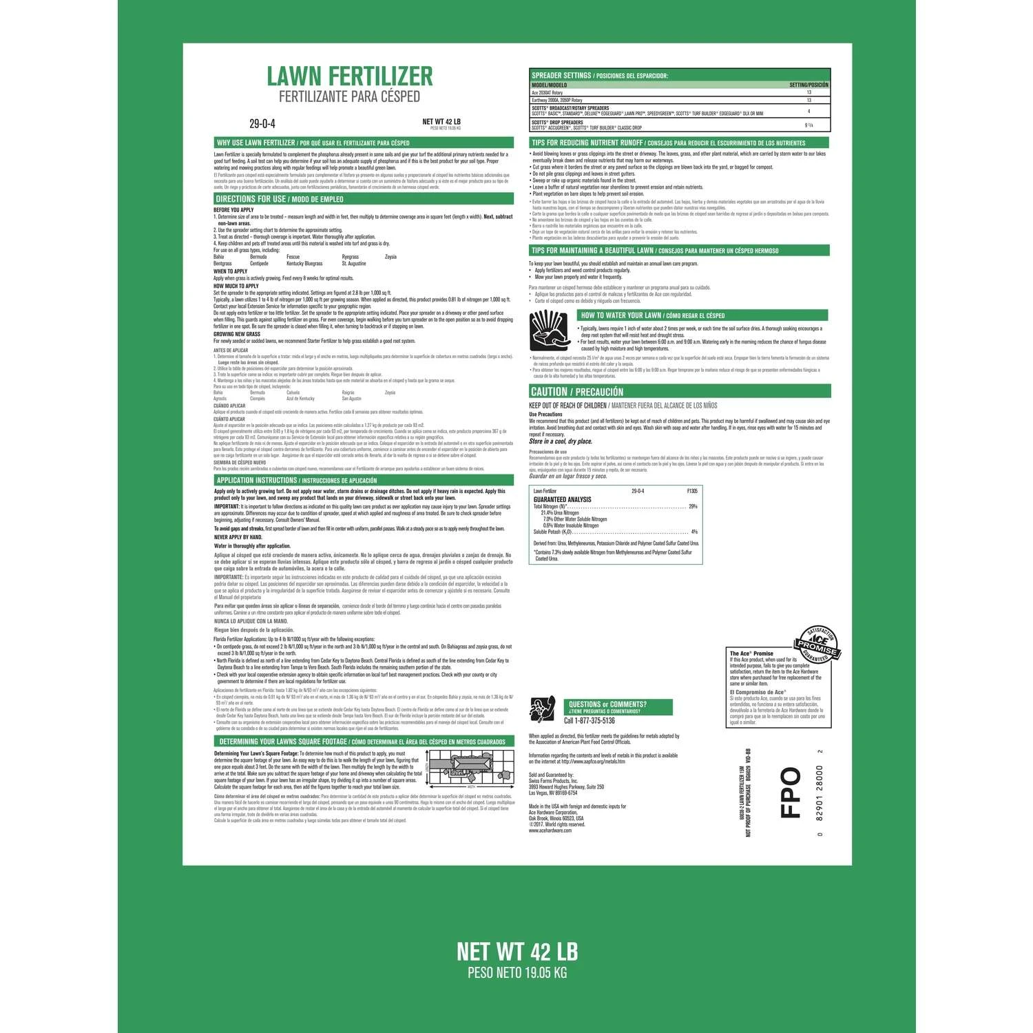 Ace All-Purpose Lawn Fertilizer For All Grasses 15000 Sq Ft 2 Ace All-Purpose Lawn Fertilizer For All Grasses 15000 Sq Ft - Image 2