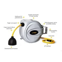 Power 50 Ft. Gray Retractable Free Standing Hose Reel With Hose -Toro Shop d0fbfe75 6448 4b8a b136 78e1205d2e2d